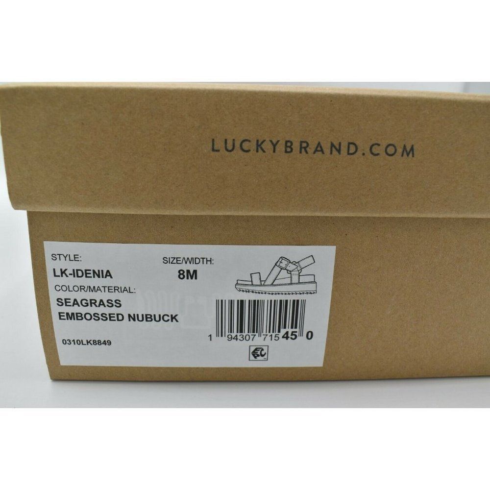 Lucky Brand Women Size 8 M Idenia Wedge Seagrass Embossed Nubuck Sandals Shoes - Picture 10 of 10